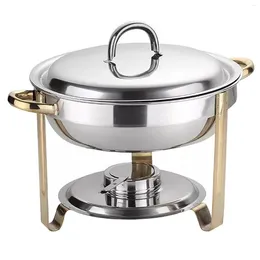 Plates 4L Stainless Steel Chafer Buffet Chafing Dish Set Catering Pans Warmer Lid Round Chafe