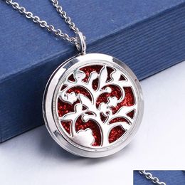 Lockets Magnetic Open Round 30Mm Tree Of Life Pendant Stainless Steel Necklace Aroma Per Essential Oil Diffuser Locket Drop Delivery J Dhgxv