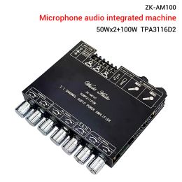 Amplifiers ZKAM100 Bluetoothcompatible Amplifier Board HiFi Stereo 2.1 TPA3116D2 2X50W+100W Audio Power Amplifier Module