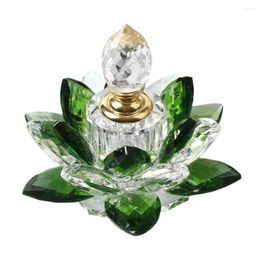 Storage Bottles Green Crystal Perfume Empty Lotus Flower Figurines Gifts For Women 5ml Glass Home Decoration