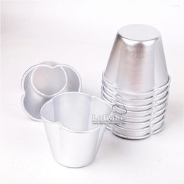 Baking Moulds (10pcs/lot) 7.5cm Diameter Four-petaled Flower Shape Aluminium Alloy Tart Cake Mould Cupcake Mould Jelly Pudding Bakery