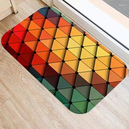 Carpets Geometric Feather Bath Kitchen Entrance Anti-Slip Door Mat Suede Velvet Carpet Doormat Indoor Floor Mats Rug Home Decor