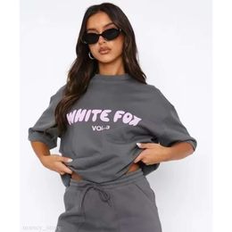 White Foxs Womens Designer Summer Short Sleeve Women's Fashion Casual Print White Foxx Women's European T-Shirt Top Short Sleeved T-Shirt 2-Piece Set 800