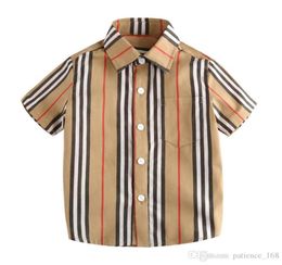 boys shirt 2019 INS summer styles boy Kids shirt short Sleeve turn down collar stripped print kids causal 100 cotton all match sh6071774