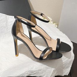 Dress Shoes Spring/Summer One Line High Heel Sandals With Thin Heels Sexy And Versatile Not Tiring Feet Black Fashion Women's