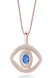 Blue Evil Eye Pendant Necklace Luxury Crystal CZ Clavicle Necklace Silver Rose Gold Jewellery Third Eye Zircon Necklace Fashion Birt6093694