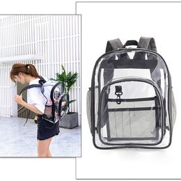 PVC Waterproof Portable Schoolbag Solid Transparent Large Capacity Backpack