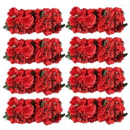 Decorative Flowers Red Arc Floral Flower Panel Artificial For Party Background Decoration Wedding Decor Bridal Shower Home Items