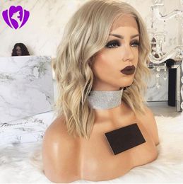 180density body wave full blonde Colour Bob Wigs for Women Synthetic Short lace front wig synthetic Hair Heat Resistant Fiber1684768