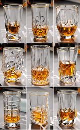 Light luxury classic mouth hand painted real gold crystal wine glass whisky glass hidden gold beer glass7172723