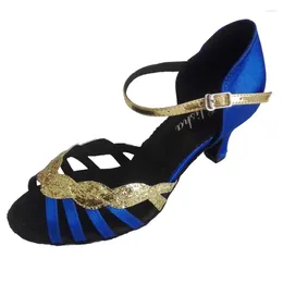 Dance Shoes Elisha Shoe Customised Heel Single Strap Women's Open Toe Latin Salsa Ballroom Party Wedding Royal Blue