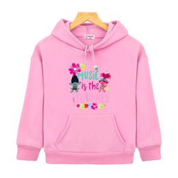 Trolls Music Is The Jourkey Children's Sweatshirts Manga Clothing Baby Boys Girls Long Sleeve Pullover Toddler Sweater Hip Hop