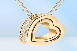 Pendant Necklaces Heart Necklace Women Silver 18K Gold Plated Designer Jewelry Crystal Pendants Jewellery Valentine039s Day A3730226