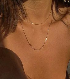 kpop women gold Colour choker necklaces thin chain on the neck minimalist pendant Jewellery 2021 chocker collar for girl1431629