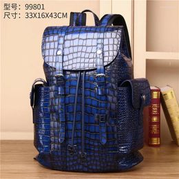 Backpack Genuine Leather Matte Crocodile With Large Capacity Business Colour Wipe Travel Computer Bag High End Book