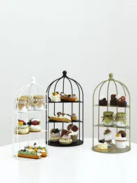 Bakeware Tools Dessert Table Birdcage Cake Stand White Wrought Iron Dim Sum Rack European Wedding Cold Meal Creative