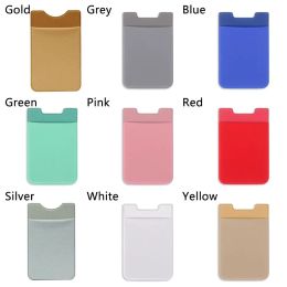 Elastic Self-Adhesive Phone Wallet Case Stick On ID Card Holder Cellphone Pocket Sticker Card Sleeves Credit Bags Purse