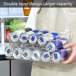 Storage Bottles Refrigerator Drink Bin Clear Holder Self-rolling Fridge Aerated Water Beverage Container