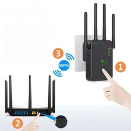 2024 1200Mbps Wireless WiFi Repeater Wifi Signal Booster Dual-Band 2.4G 5G Extender 802.11ac Gigabit Amplifier WPS Router - for wireless