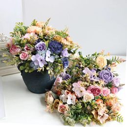 Decorative Flowers Artificial Fake Peony Silk Hydrangea Flower Bouquet Arrangements Table Centrepieces Home Decoration
