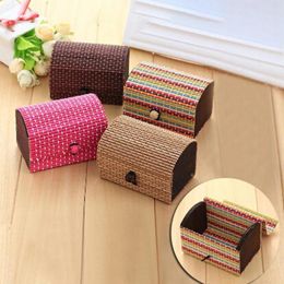 Jewellery Pouches Woven Rattan Storage Boxes Cute Ring Necklace Earrings Bamboo Makeup Organiser Cosmetic Case Container