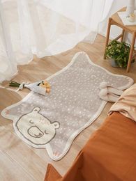 Carpets Cute Cartoon Bear Floor Mat Soft Area Rugs For Living Room Bedroom Bedside Carpet Kawaii Non-Slip Foot Pad Table Cushion