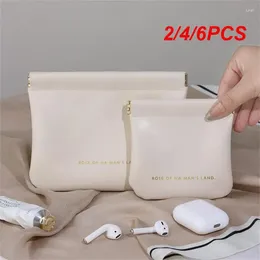 Storage Bags 2/4/6PCS Cosmetic Bag Mouth Red Automatic Closure Shrapnel Headset Data Cable Sundry Inner Portable