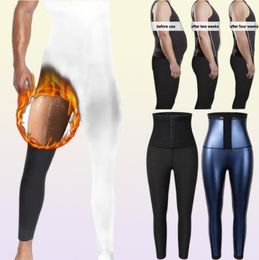 Waist Support Men Compression Shapewear Sauana Sweat Leggings Fitness Back Tummy Control Pants Reductive Girdle Slimming Shaper6863707