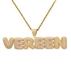 Hip Hop Custom Name Combination Bubble Letter Pendant Necklace Micro Cubic Zirconia Gold Silver Colour Copper Pendant Necklace9514095