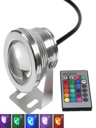 new 10W 12v underwater RGB Led Light 1000LM Waterproof IP68 fountain pool Lamp Lights16 Colour change 24key IR Remote controller7901188