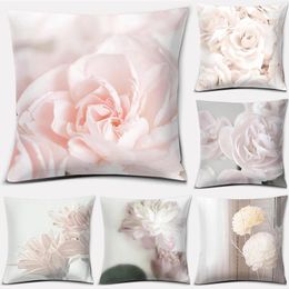 Pillow Pink Flower Series Bedroom Sofa Car Pillowcase Home Office Decoration