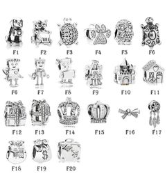 NEW 100% 925 Sterling Silver Fit Charms Bracelets Animals Dog Cat Robot Owl House Gift Box Crown for European Women Wedding Original Fashion Jewelry9178926