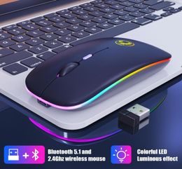 iMice RGB Rechargeable 2 mode 24G Bluetooth Mouse Wireless Silent USB Ergonomic Light Mouse Gaming Optical PC Mice for Laptop LED4751559