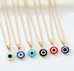 Fashion Colors Evil Eyes Pendant Necklace Turkish Eye Chains Choker Necklaces Clavicel Chains for women jewelry7385218