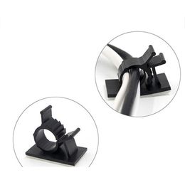 WSFS Hot 20Pcs Black Adjustable Plastic Cable Clamps Self Adhesive Car Cable Clips Wire Organizer