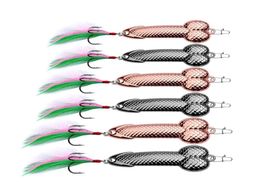 Spoon Fishing Lures VIB Metal Jig Bait Casting Sinker Spoons Spinners with Feather Hooks for Trout Bass Spinner Baits7062857