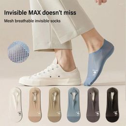 Men's Socks 2pairs Hollow Out Mesh Ice Silk Sock Thin Low Cut Ankle Cotton Sweat Absorption Non-slip Boat Men