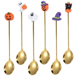 Spoons 6 Pcs Witch Hats Halloween Silverware Dinner Spoon Table Stainless Steel Cake Heavy Duty Resin