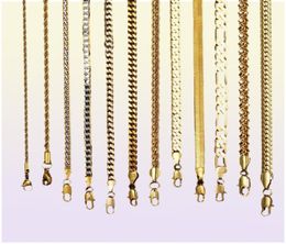 Gold Chain For Men Women Wheat Figaro Rope Cuban Link Chain Gold Filled Stainless Steel Necklaces Male Jewelry Gift Whole5781990