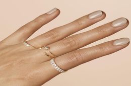 gold filled band white cubic zirconia small thin miami cuban link chain ring for women delicate minimal design1439001