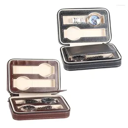 Jewellery Pouches Leather Watch Box 4Slot Travel Glasses Collector For Case Zipper Storage