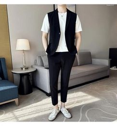 Men's Vests 2024 Gentleman Casual Suit Vest Male's Thin Jacket High-end Horse Clip 3744