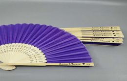 Personalised Silk Fan Cloth Hand Fan Customised Bride Groom039s Name Wedding Gift Wedding Favor3930589