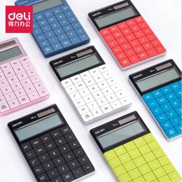 Calculators Deli 1589 Desktop Calculator Student office Colourful 12bit Largebutton Multifunctional Dual Power Supply 5 Colour optional