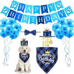 Dog Apparel Pet Birthday Party Supplies Hat Bandana Scarf With Bow Tie Happy Banner Balloons Pets Decorations
