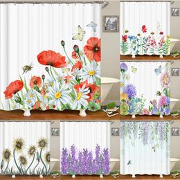 Shower Curtains 240x180cm Bathroom Waterproof Curtain Beautiful Flower Plant Leaves Printing Polyester Home Decoration With Hook