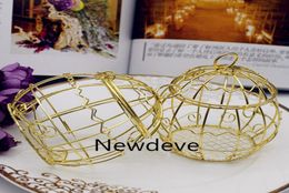 Wedding Favour Box European Creative Gold Matel Boxes Romantic Wrought Iron Birdcage Wedding Candy Box Tin Box Whole Wedding Fa2541202