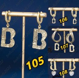 Fashion Thick b Letter Earrings for Women Dangle Luxury Original Quality Brand Earing Statement Jewellery Retro style light luxury s925 silver needle