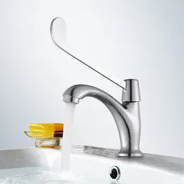 Bathroom Sink Faucets Copper Long-handle Faucet Laboratory Elbow Single Cold Basin Extended Washbasin