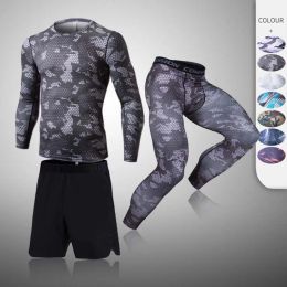 Sets Gym New Men's Compression Set Running Tights Workout Fitness Training Tracksuit Long Sleeves Shirts Sports Suits Rashgard Kit